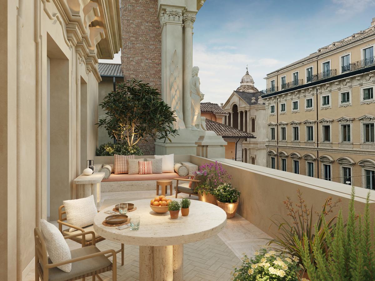 Six Senses Rome Balkon Mellini Suite