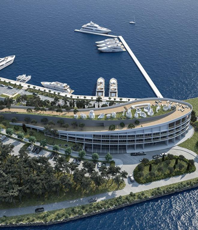 D-Resort Sibenik Außenansicht Designhotel in Sibenik Kroatien Hafen Marina