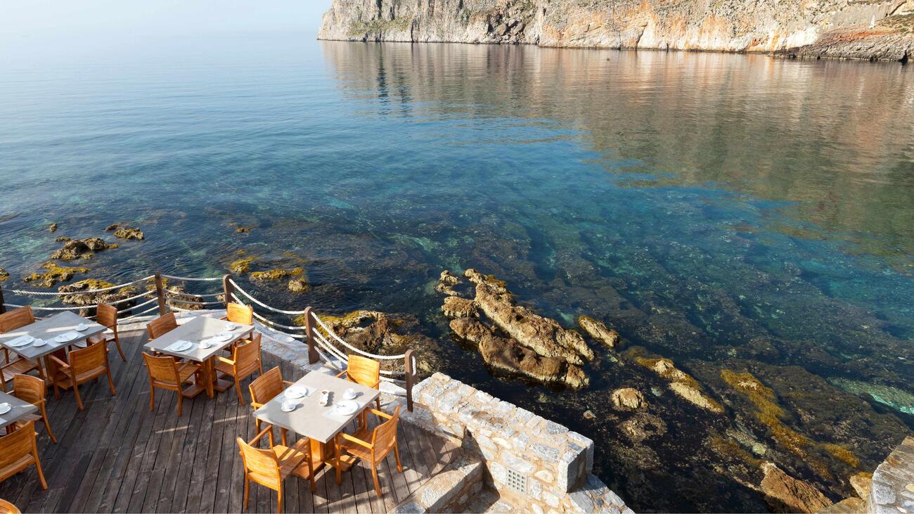 Restaurant Beachfront Meer Historisches Hideaway in Griechenland