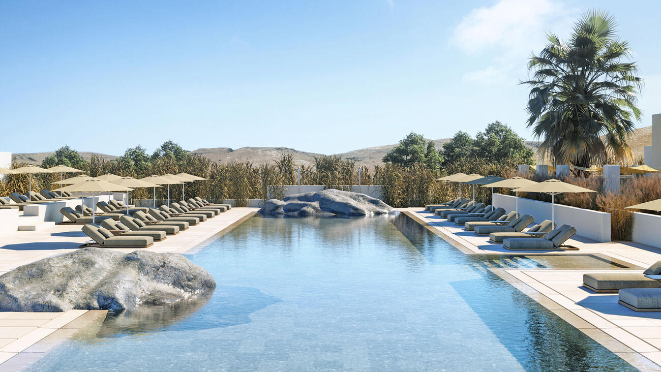Parilio Designhotel auf Paros Pool Gartenanlage