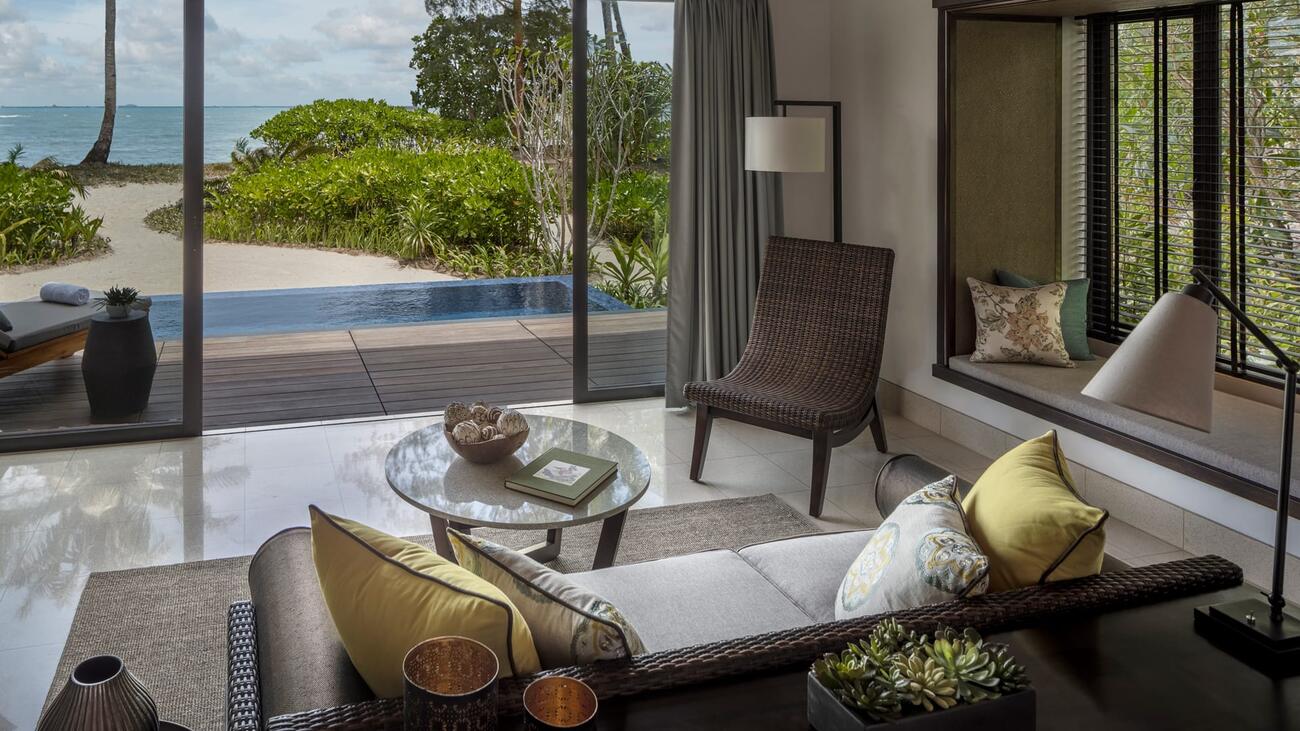 The Residence Bintan Indonesien Insel Luxus Hotel Beachfront Villa Innenansicht Aussicht